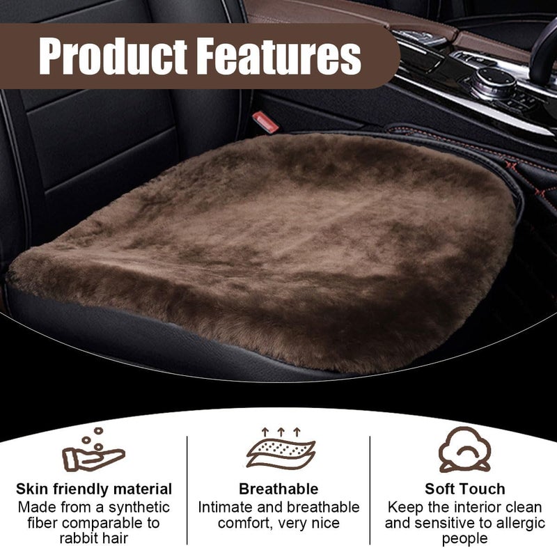 LHDOS Sheepskin Car Seat Cushion, Soft Comfort Winter Driver Seat Cover, Fluffy Faux Fur Front Seat Pad, Car Seat Protector Pad for Office Chair, Universal Interior Accessory for Car SUV Truck (Coffee) - Image 4
